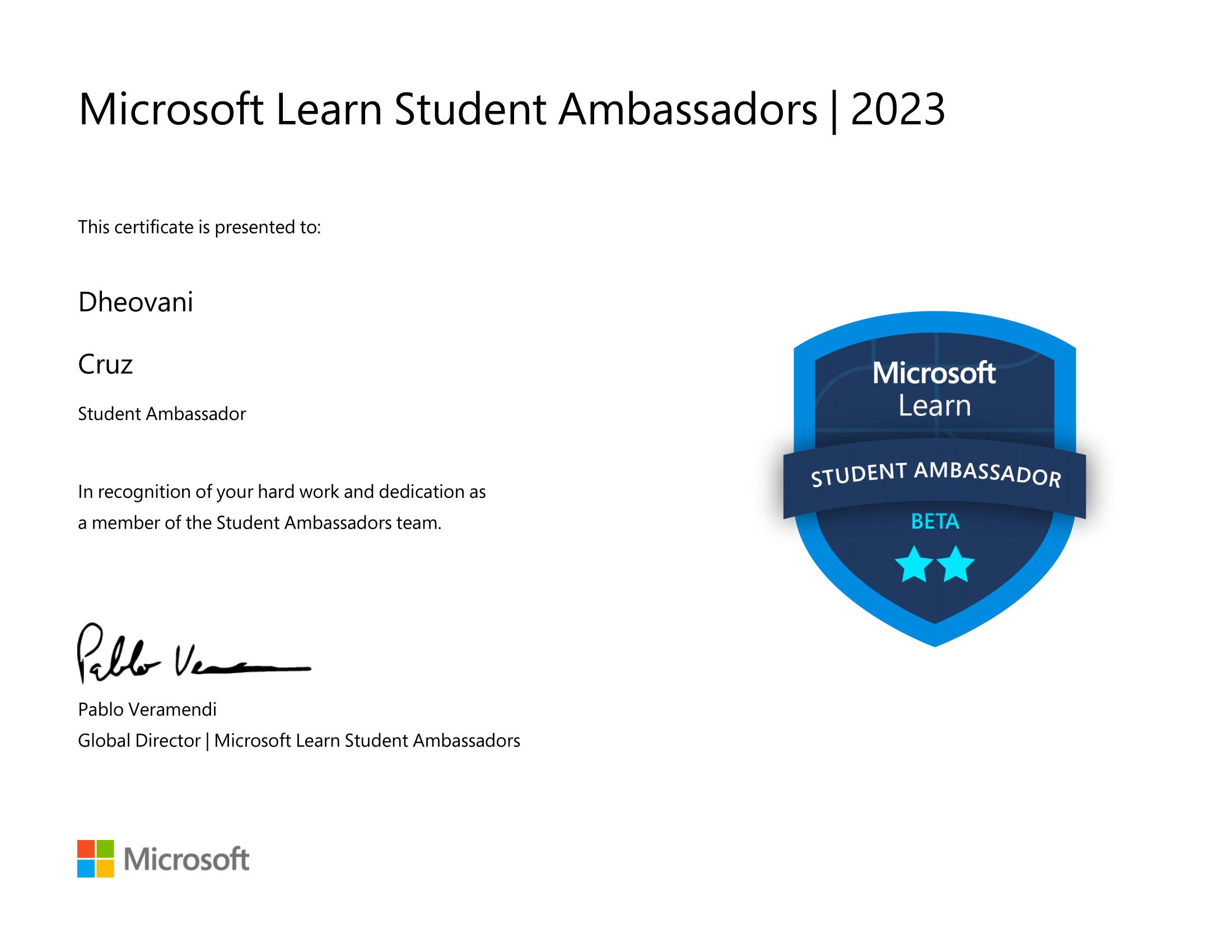 Microsoft Learn Student Ambassador
